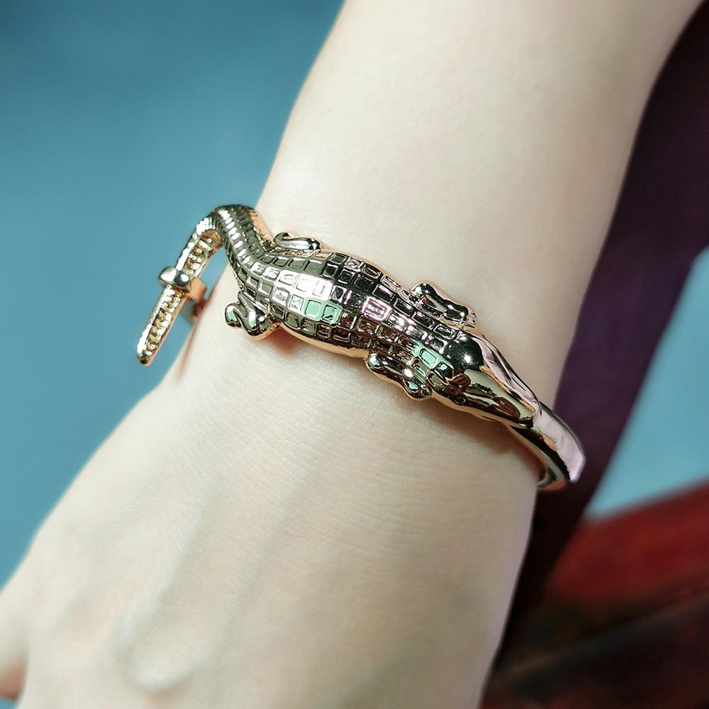 MANILAI Ancient Alloy Crocodile Bracelets Cuff Temperament Statement Bracelet Bangles For Women Designer Jewelry