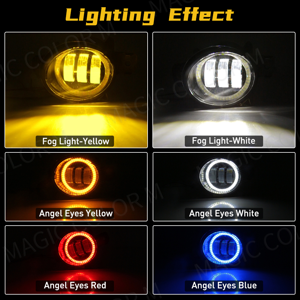 2 X Angel Eye Fog Light Assembly For Nissan X-Trail Rogue T32 2014 2015 2016 Car LED Lens Fog Daytime Running Lamp DRL H11 12V
