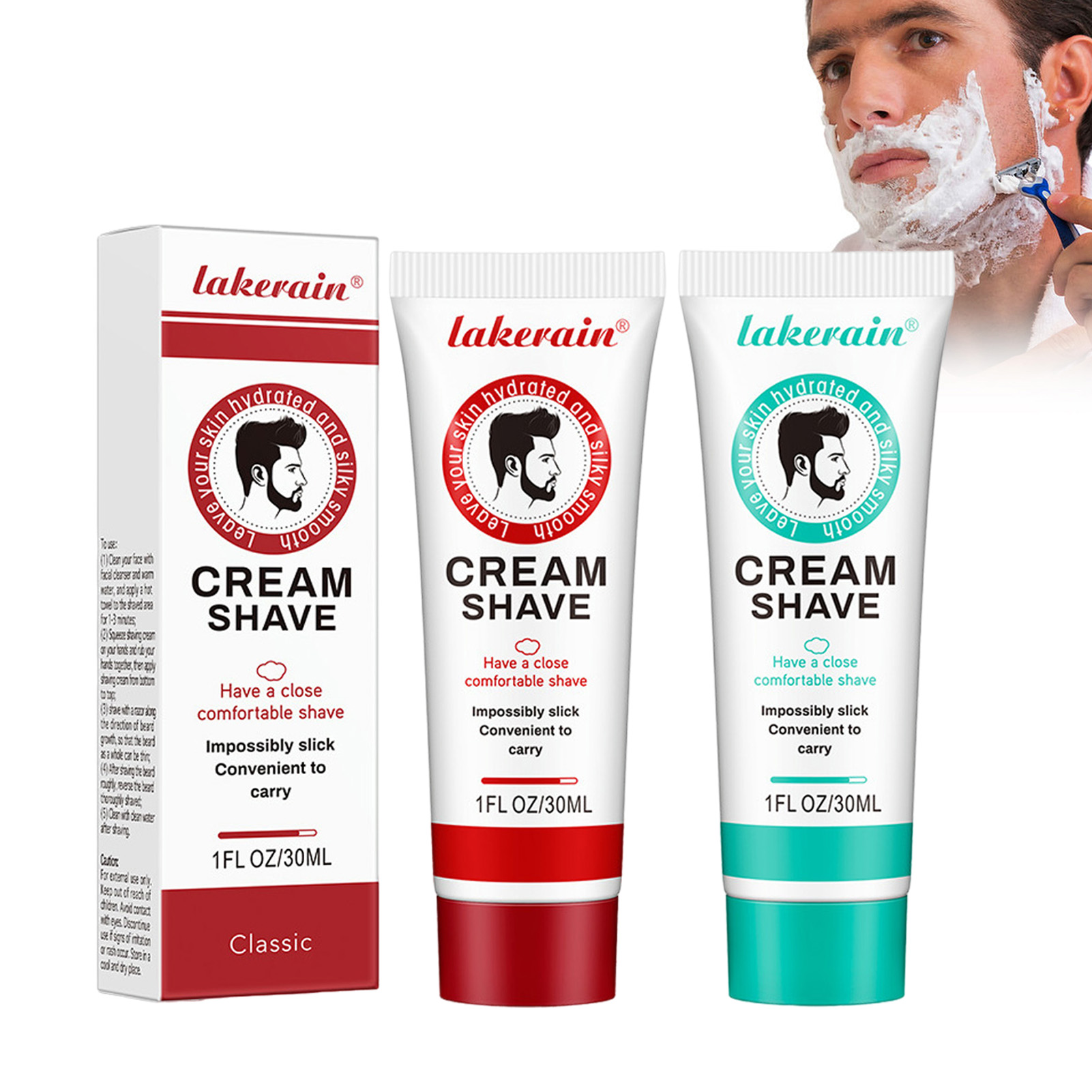 30ml Men Shaving Cream for Sensitive Skin Rich Foam Ultra-Slick Shaving Cream Gift for Friends Family Members