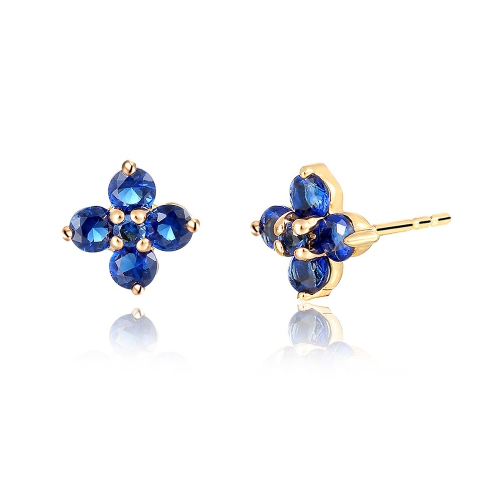 4Colors Cute Four Petal Piercing Gold Color Small Clover Flower CZ Stud Earrings for Women Children Girls Baby Kids Jewelry Aros