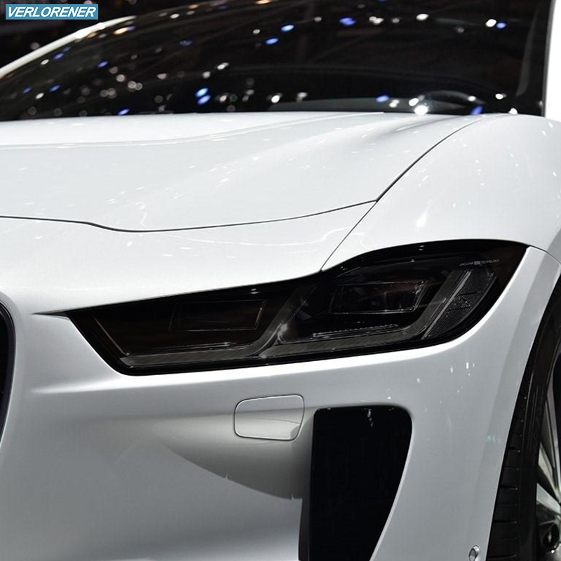 2 Pcs Car Headlight Protective Film Smoked Black Tint Wrap Vinyl Transparent TPU Sticker For Jaguar I Pace 2019 2020 2021