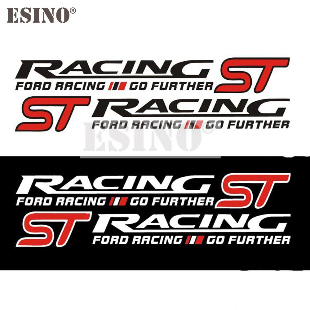 2 x Car Styling ST RACING MOTOR SPORT GO FURTHER Car Whole Body Stickers Door PVC Waterproof Vinyl Decals for Ford Fiesta Focus