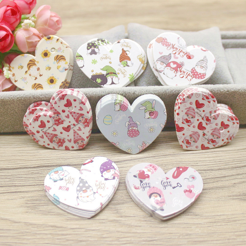 New sale 100pcs Paper Heart Shaped Merry Christmas Tags DIY Handmade Wedding Party jewlery packaging earring cards