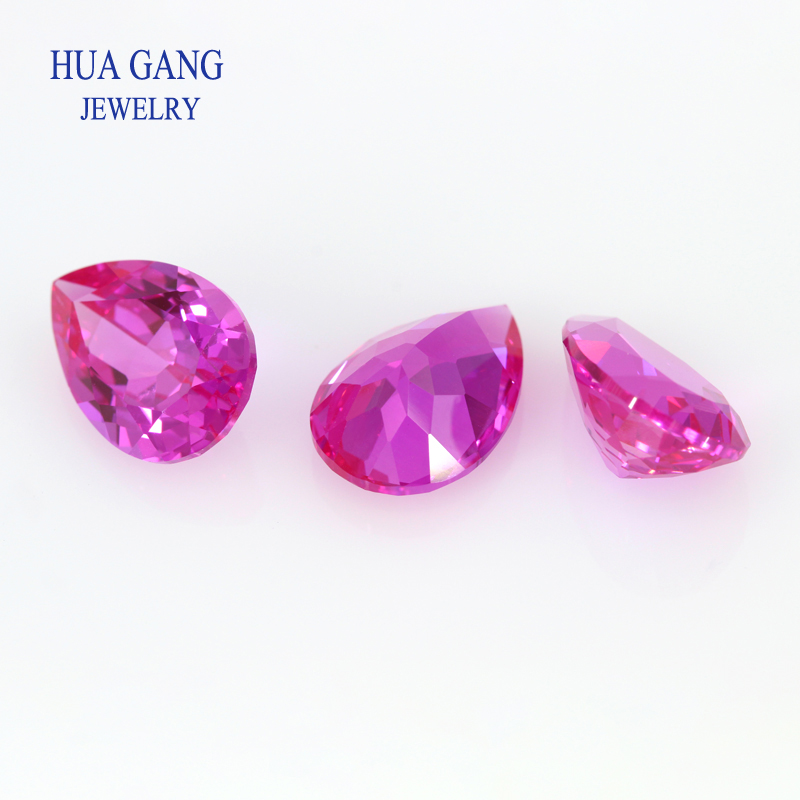 Big Size Pear Cut 3# Red Stone Natural Bottom Synthetic Corundum Gems Stone For Jewelry Wholesale Free Shipping