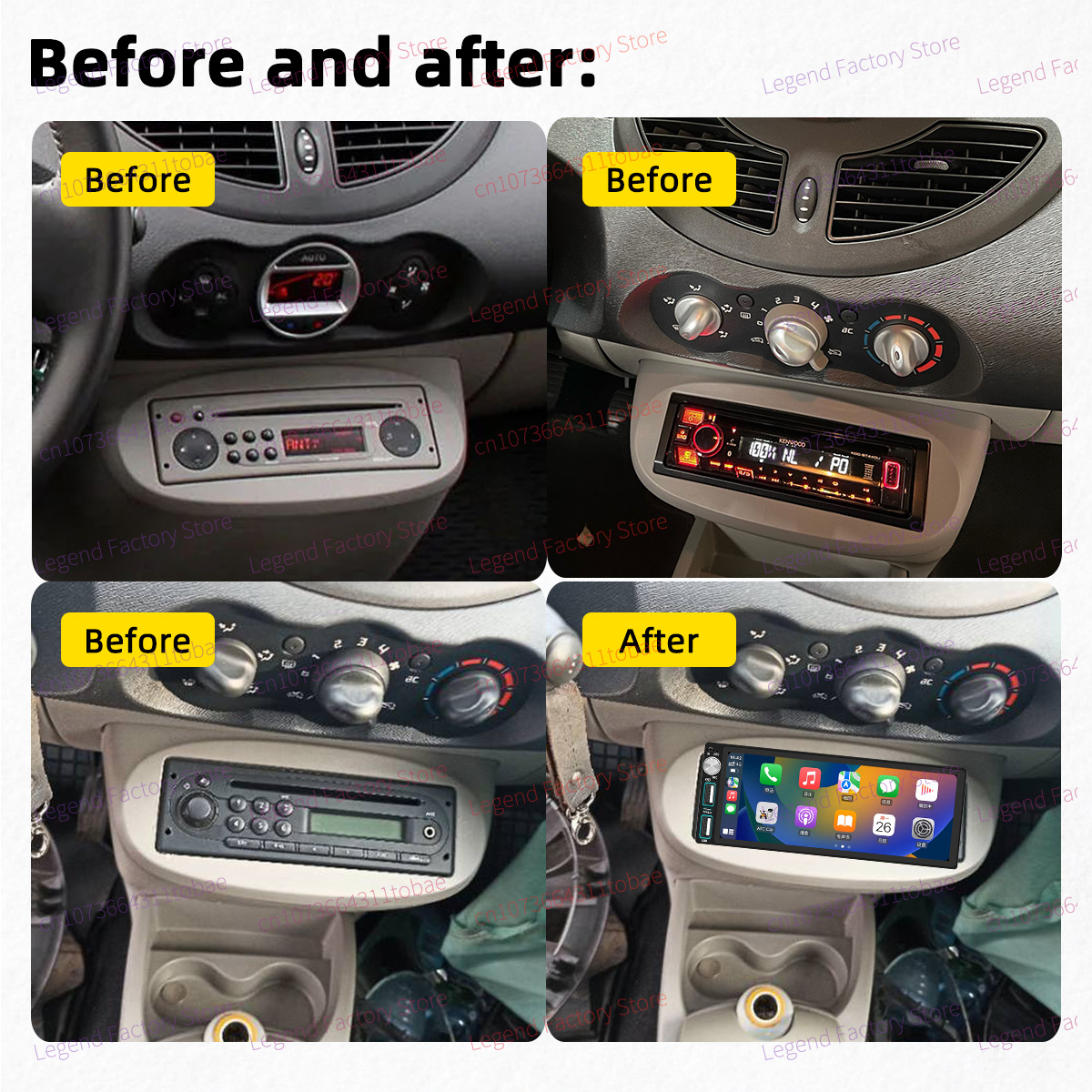Carplay 1Din Radio Android Car Multimedia for Renault Twingo II 2007-2016 6.86" Screen Stereo Head Unit Autoradio GPS Navigation