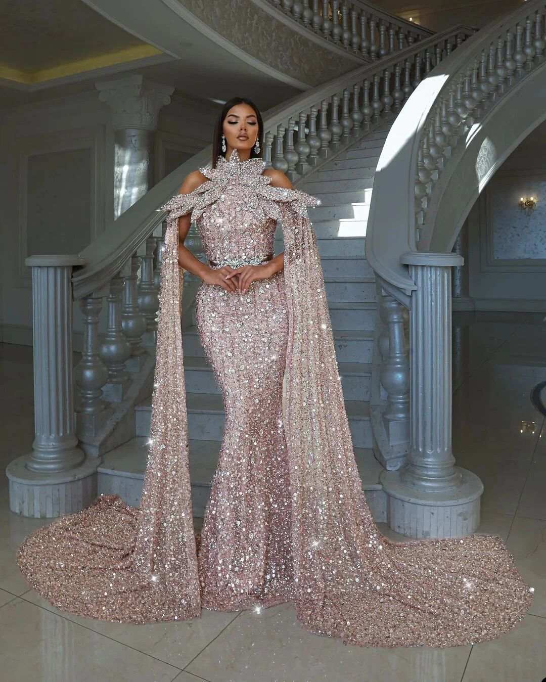 Glitter Sequined Prom Dresses Sexy Beading Applique Sleeveless Mermaid Evening Dress Women Floor Length Party Gowns Custom Made