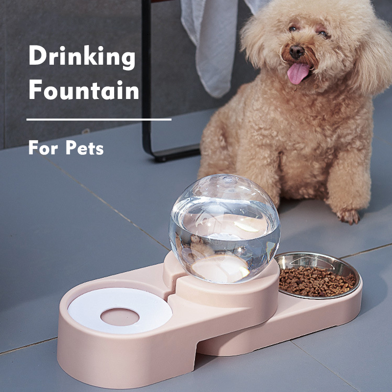 free shipping 2 In 1 1.8L Automatic Fountain Self-Dispensing ity Dog Cat Water Food Dispenser Bowl Pet Feeder and Waterer