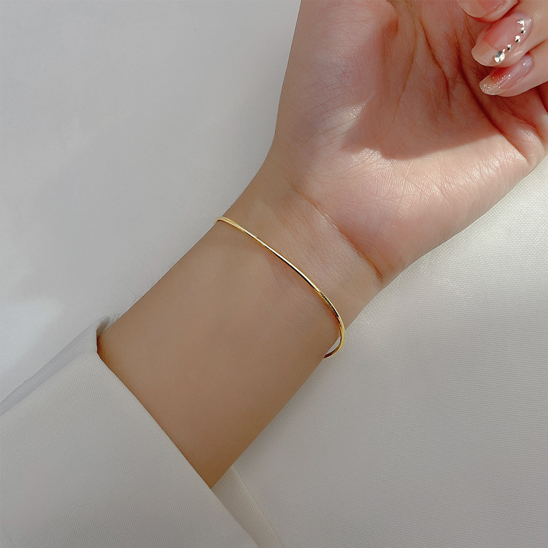 WOOZU 925 Sterling Silver Korean Glossy Snake Bone Chain Bracelets For Women Statement European Hip Hop Exquisite Jewelry Gift