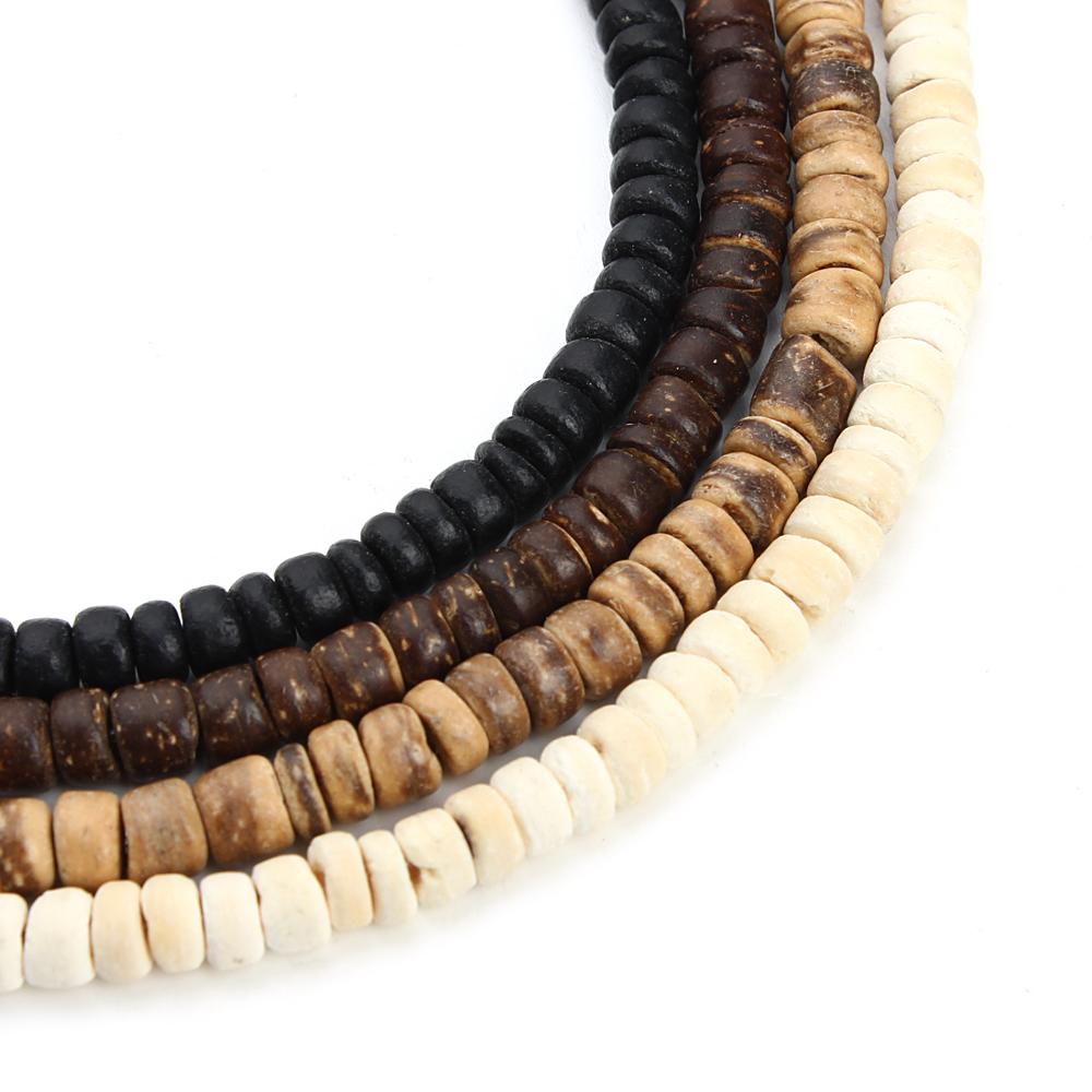 3 Strands/lot 5mm Natural Wooden Beads Flat Round Coconut Shell Spacer Beads For DIY Jewelry Making Findings Necklace Bracelets
