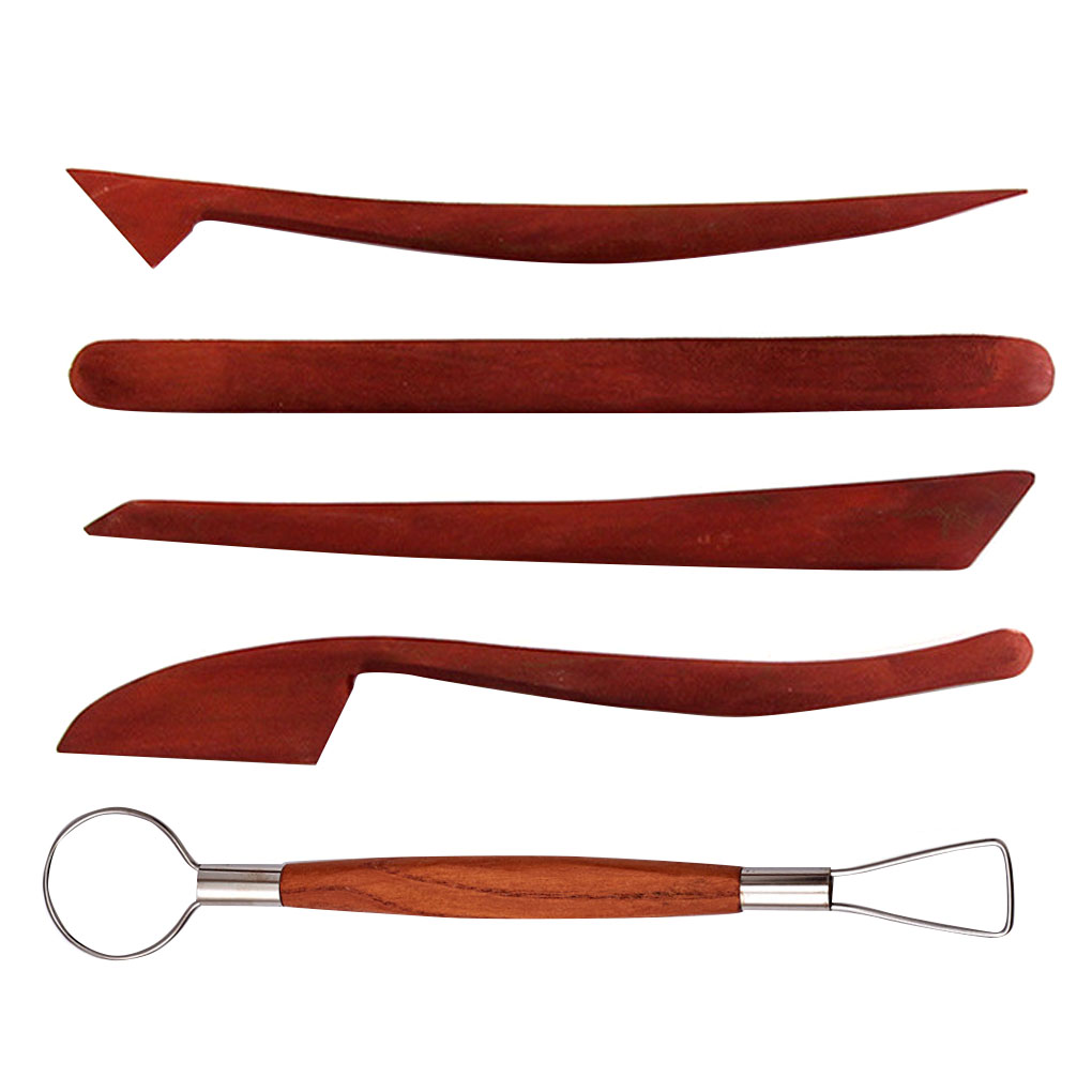 5pcs Wooden Polymer Clay Tool Modeling Clay Sculpture Tools Kits Soft Pottery Sculpting Gadget