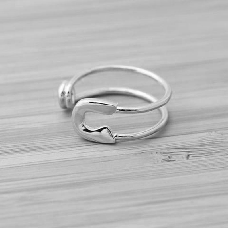 Original Safety Pin Cuff Rings For Women 2020 Gold Silver Plated Resizable Open Round Finger Ring Jewelry Femme Bijoux