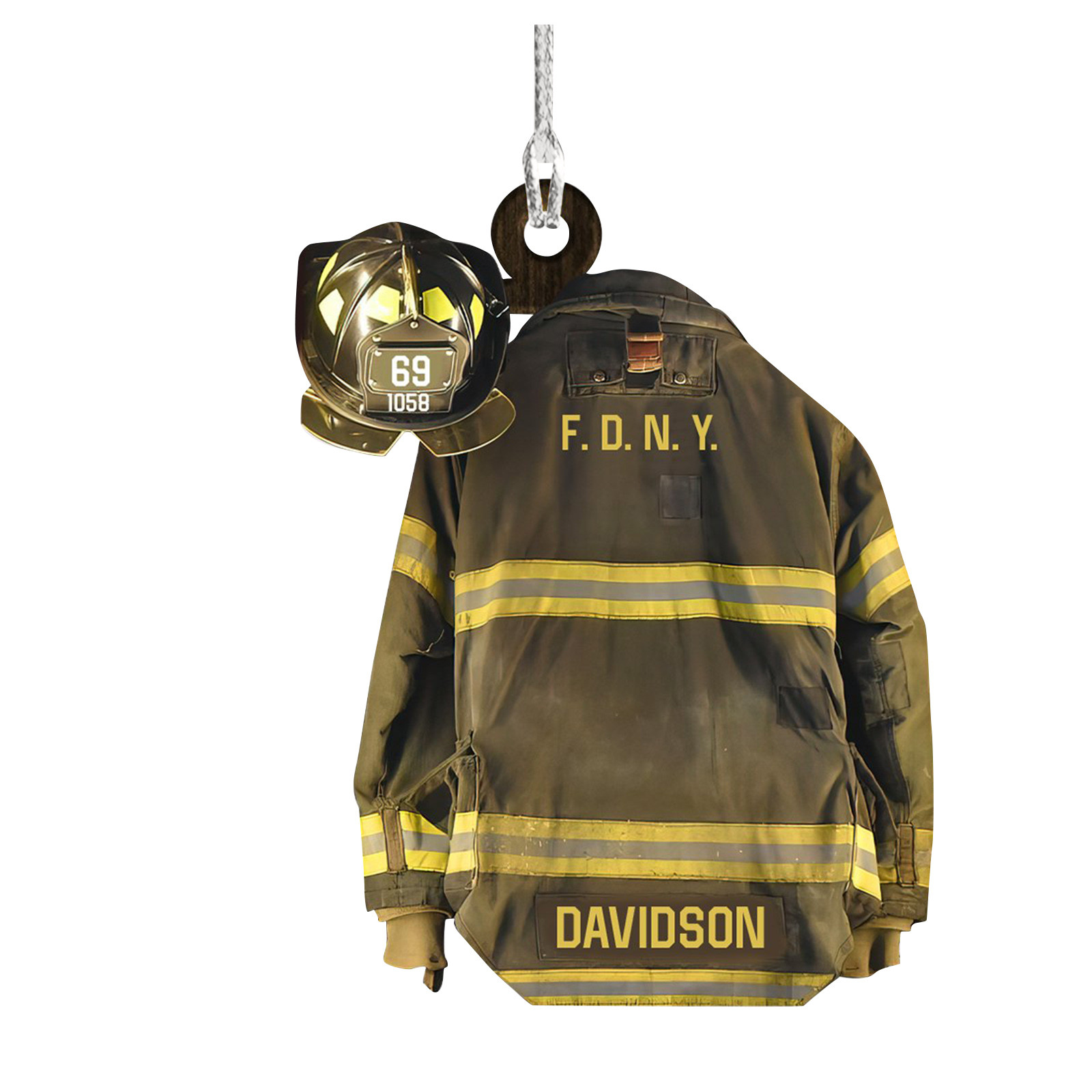 Personalized Firefighter Fireman Pendant Ornament Keychain Personalized Christmas Tree Home Wooden Firefighter Decoration