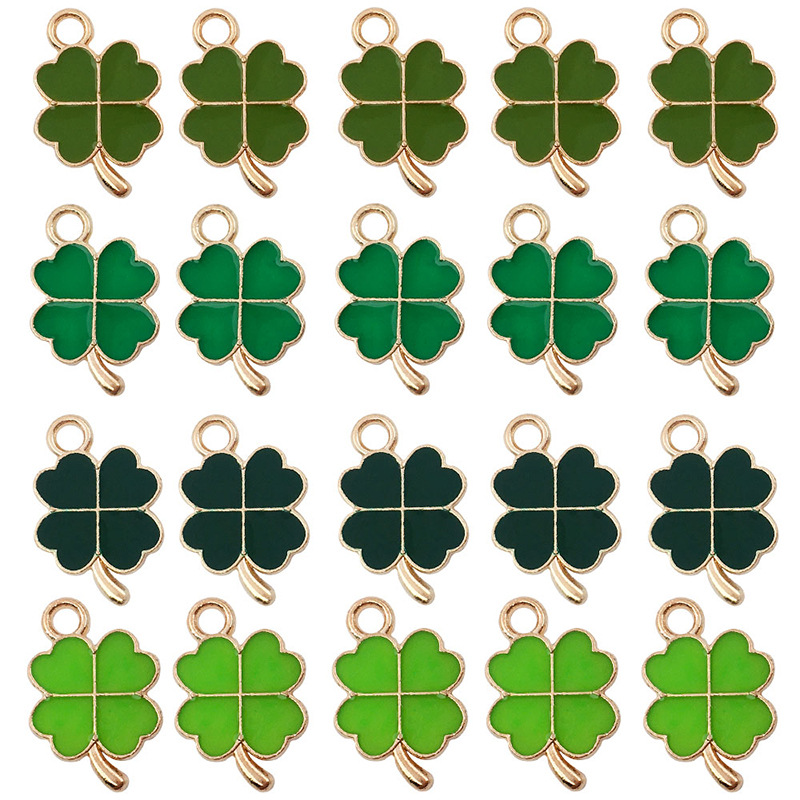 10pcs 11*18mm New Full Enamel Four Leaf Clover Charms Pendants For DIY Jewelry Making Handmade Earrings Bracelet Pendants