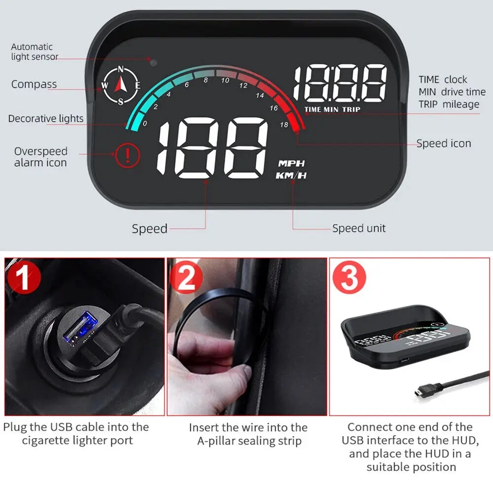ANCEL M22 OBD2 OBD 2 Car Head-Up Display GPS HUD Projector On-board Computer Speedometer RPM Alarm Speed Warning Digital Display