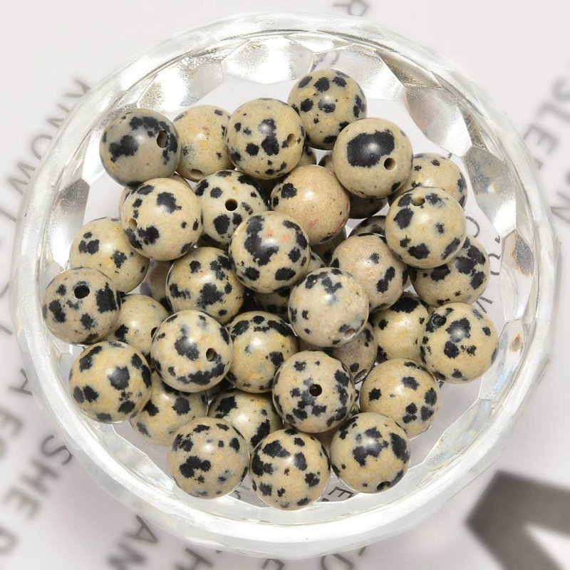 Natural Round Dalmatian Jasper Loose Beads 4/6/8/10 Mm for Jewelry Making DIY Beadbracelet and Exquisite Gift
