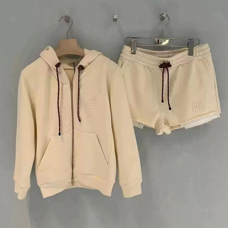 Womens Shorts Suit Designer Hoodie Long Sleeve Shorts Zip Letter Patchwork Spring Summer Wear Set Skirt Long Dress Athletic Casual suit