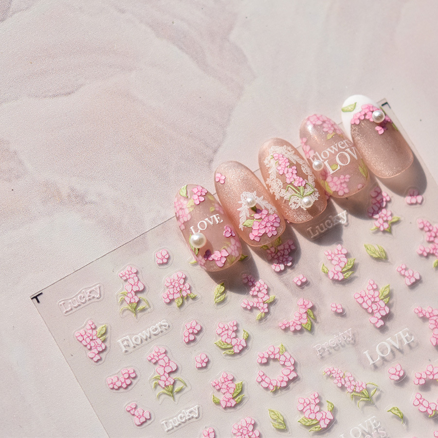 Pretty Colorful & Pink Little Flower High Quality Nail Art Stickers Adhesive Design DIY Nail Decals Decorations