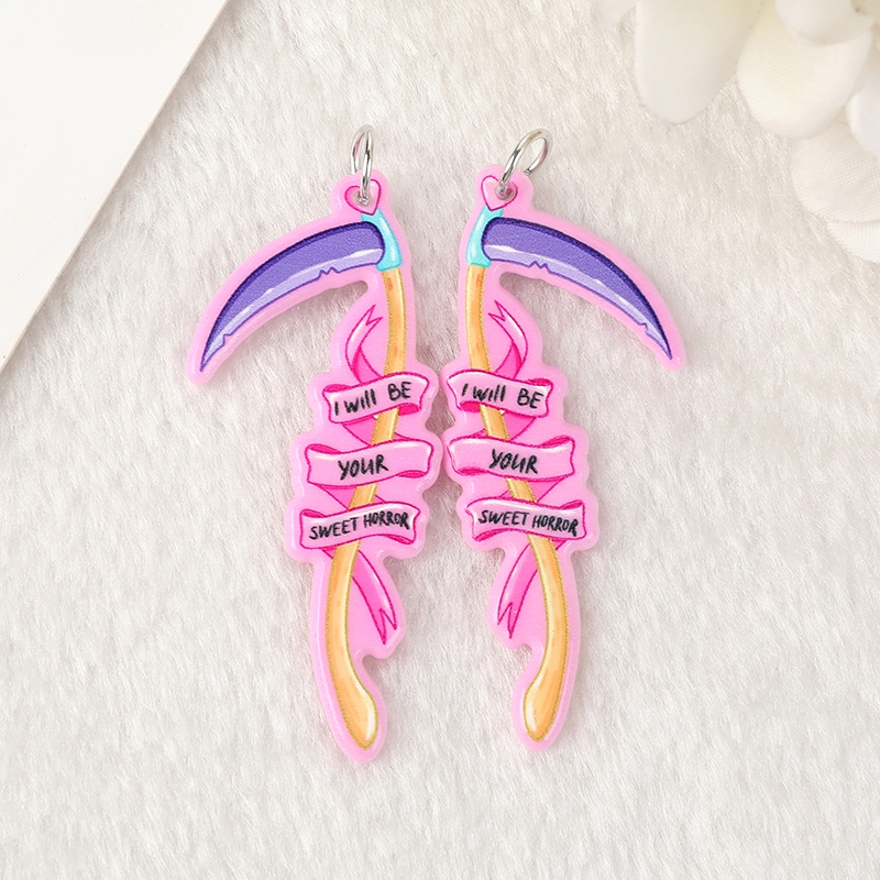 8Pcs Halloween Spooky Charms Axe Blood Creepy Knife Acrylic Pastel Goth Jewlery Findings For Earring Necklace Diy Making