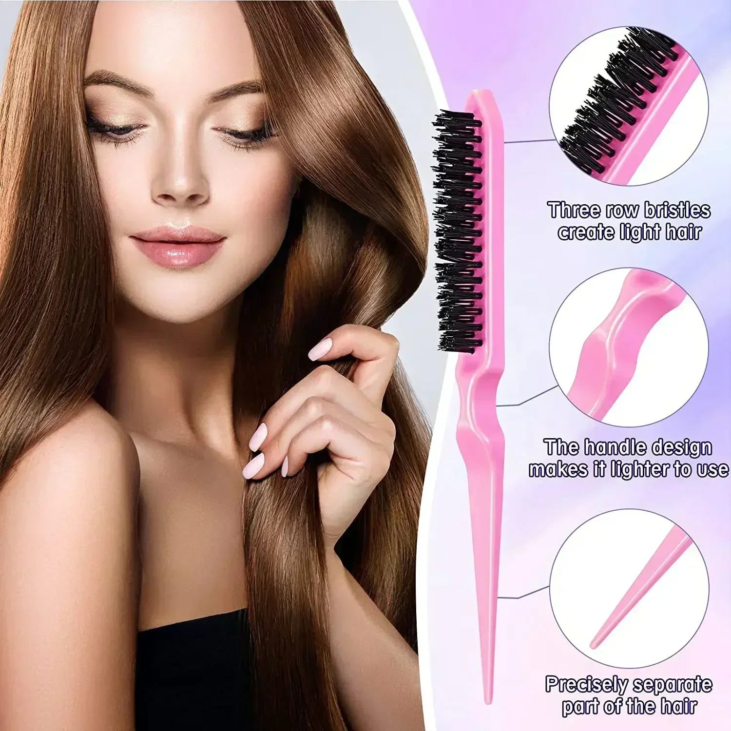 New Hair Styling Comb 10pcs Set Teasing Hair Brush Triple Teasing Comb Rat Tail Combs Edge Brush Hair Tail Tools Braid Tool Loop