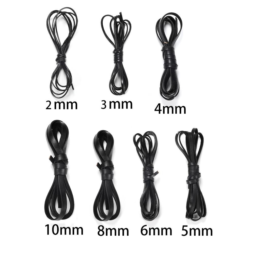 2 Meters 2-10mm High Quality Retro Flat Genuine Cow Leather Cord Rope Strap Bracelet Necklace for DIY Jewelry Making Accessories