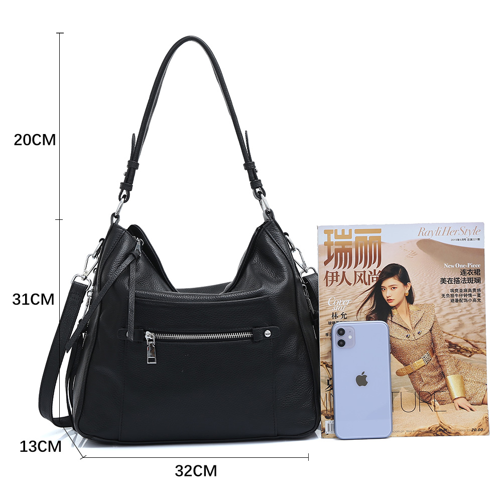 Zency New Classic Genuine Leather Shoulder Bags For Women's High Quality Simple Female Crossbody Handbag Large Commute Bag