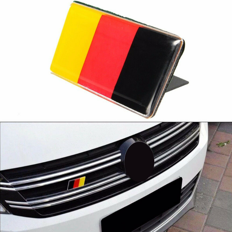Aluminum Grille Bumper German Flag Emblem Badge Sticker Decal for VW Golf Jetta Audi Exterior Parts Universal Car Accessories