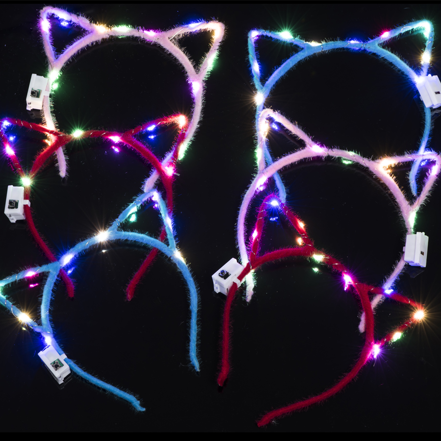 10/20/30pcs Glow Cat Bunny Ear Horn Hairband Gift Light Up Flower Rattan Headband Party LED Birthday Wedding Glow Party Supplies