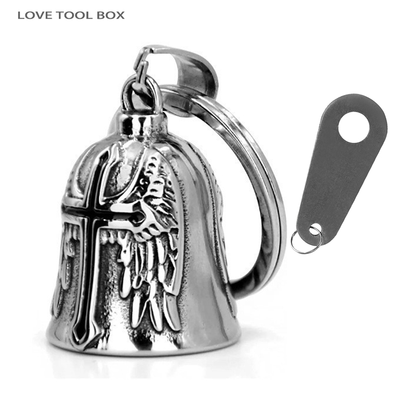 Motorcycle Bell Guardian Angel Cross With Hanger for Ride Cycling Bell Key Chains Accessories Bells for Motorcycles for Harley