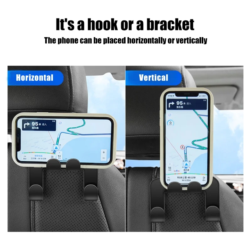 Multifunctional car seat back hook double-head mobile phone hanger headrest hanging bag storage hanger car interior accessories