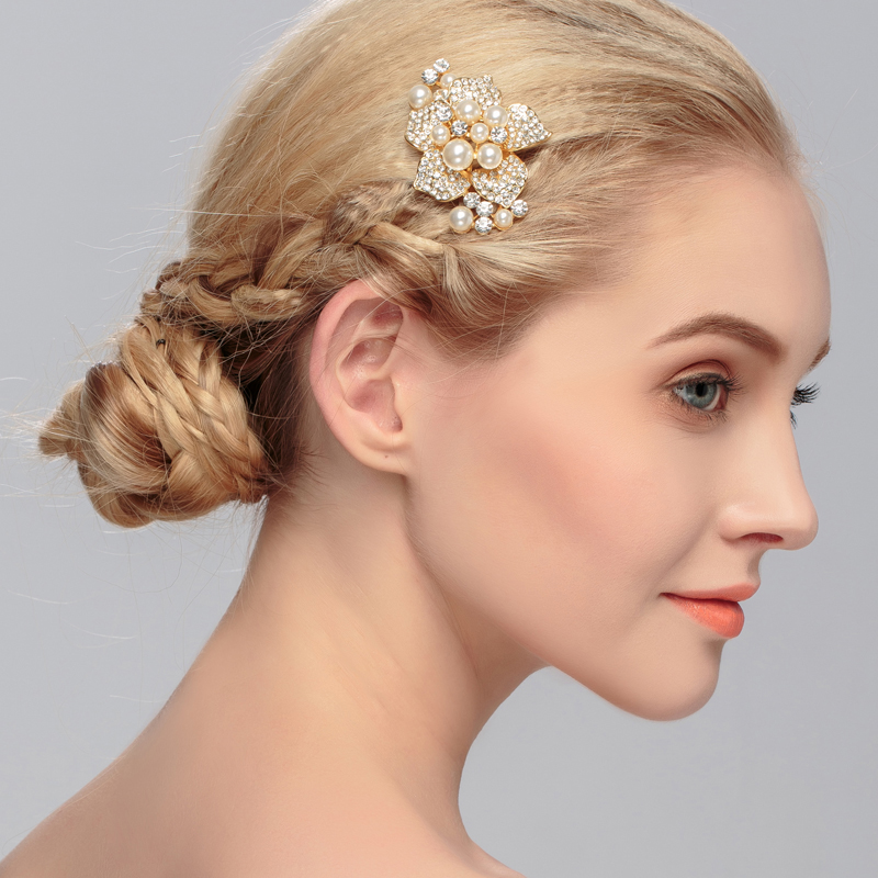 Efily Bridal Wedding Hair Accessories Crystal Flower Hair Combs Clips for Women Bride Headpiece Bridesmaid Party Jewelry Gift