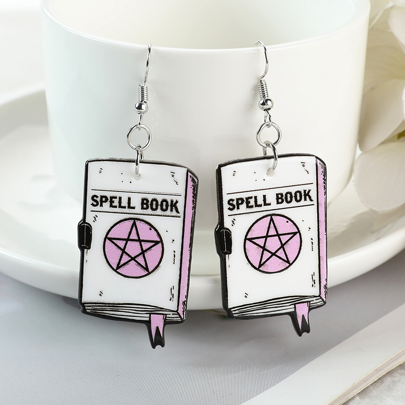 1Pair Halloween Drop Earrings Punk Witches Crafts Tarot Card Ouija Planchette Jewlery Flatback Acrylic Holiday Gifts