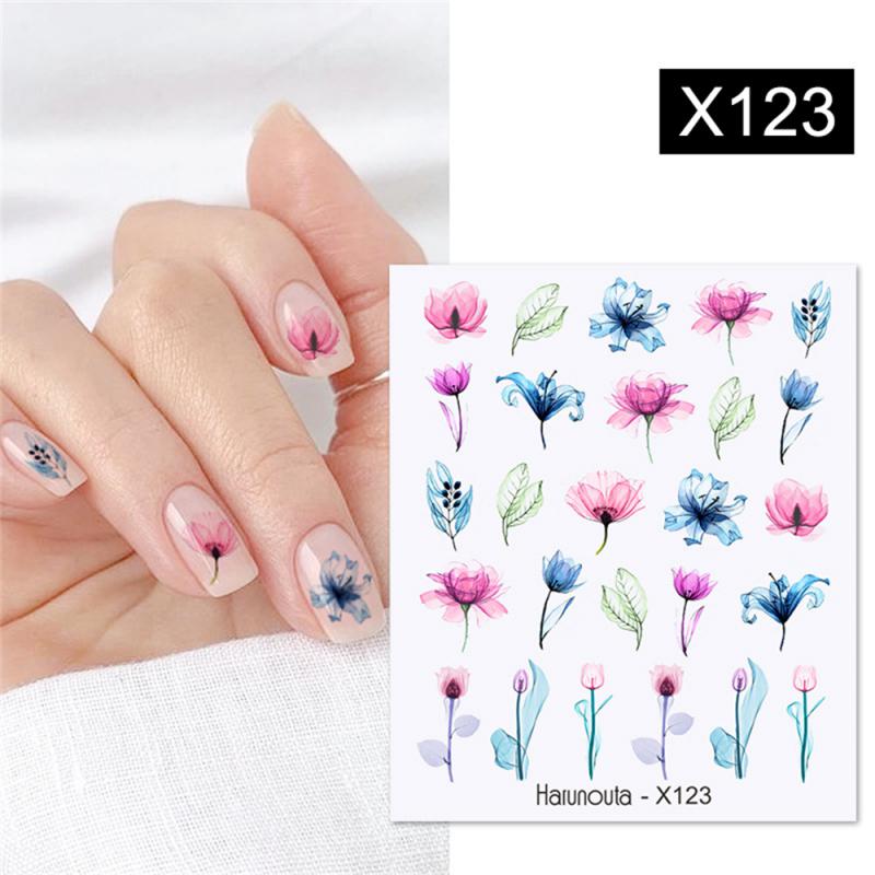 Spring Water Nail Decal And Sticker Flower Leaf Tree Green Simple Summer DIY For Manicuring Nail Art Watermark