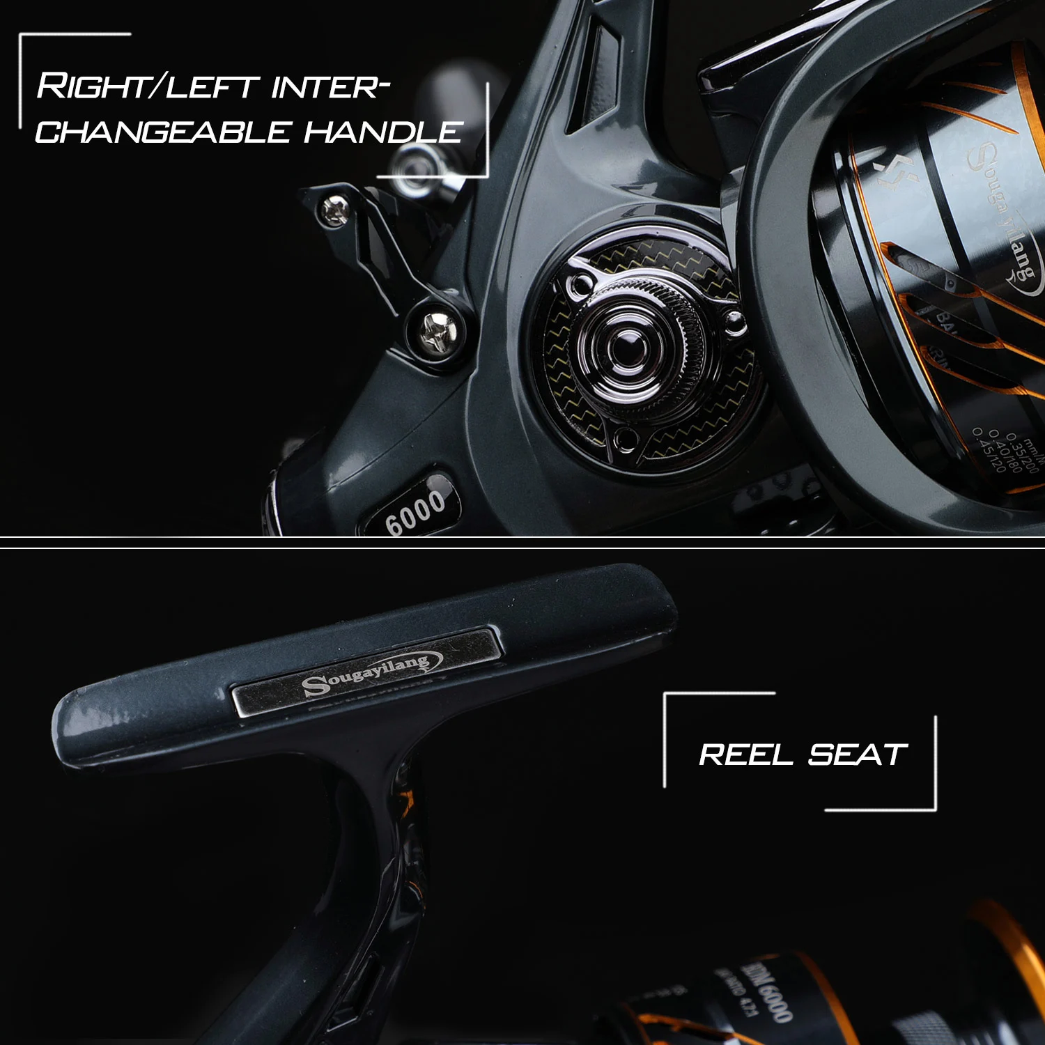 Sougayilang Front Rear Double Brake Max Drag 10kg 5.5:1 Super Strong Dual High Low Speed Carp Feeder Spinning Fishing Reel Pesca