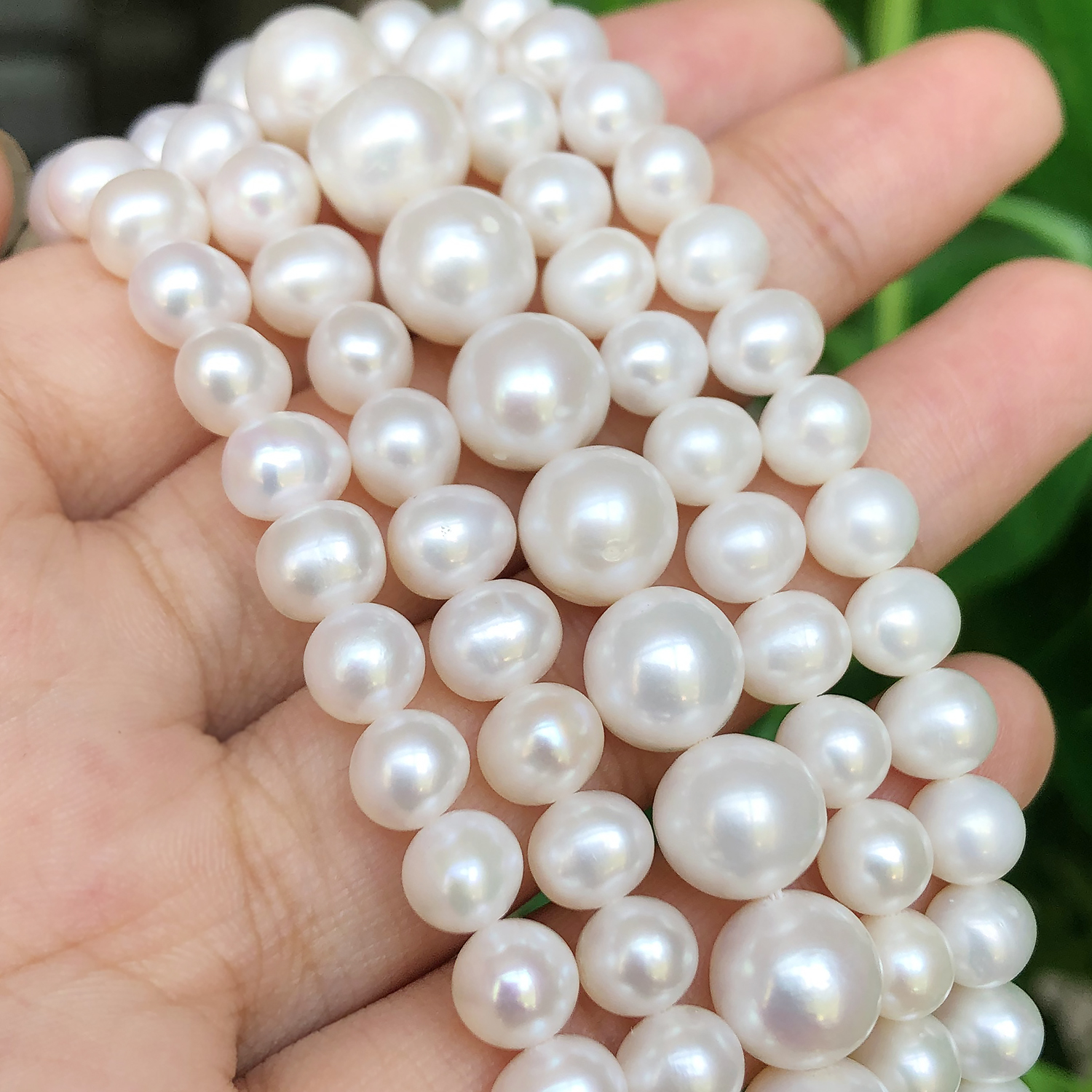 Natural AAA Round White Freshwater Pearls Beads Raw Real Genuine Loose Pearl Beads for Jewelry Making DIY Handmade Bracelets 15'