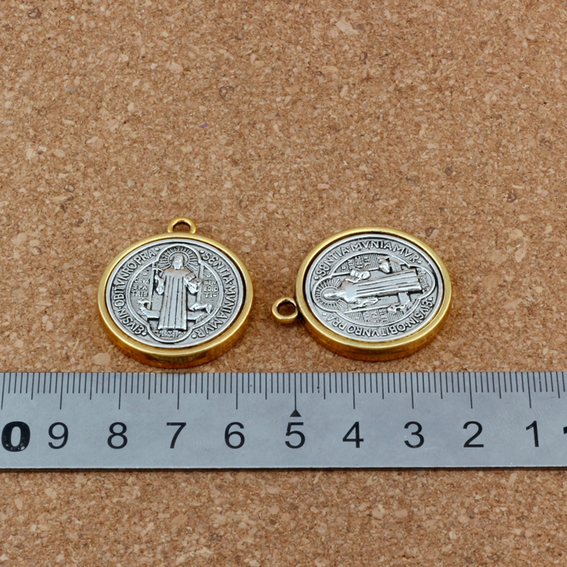 2Pcs Saint St Benedict Cross Medal Charm Pendants For Jewelry Making Bracelet Necklace DIY Accessories 32.3x27.9mm A-557