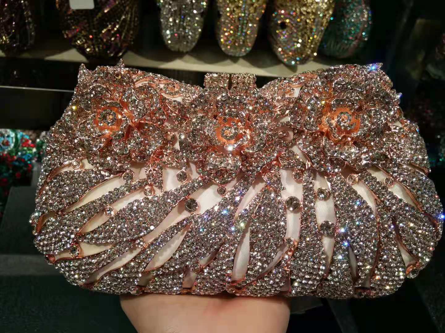XIYUAN Luxury Crystal Day clutches handcraft rhinestone evening bag soiree sac pochette femme women party purse Clutch Bag Prom