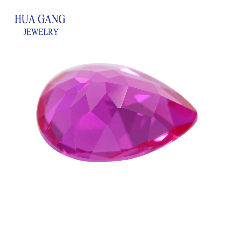 Big Size Pear Cut 3# Red Stone Natural Bottom Synthetic Corundum Gems Stone For Jewelry Wholesale Free Shipping