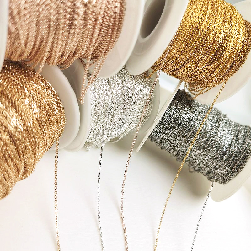 2meters 0.8-1mm Super Fine Chains for Necklace Bracelet Making DIY Gold Chains O Shape Cross Chain Earrings Components Wholesale
