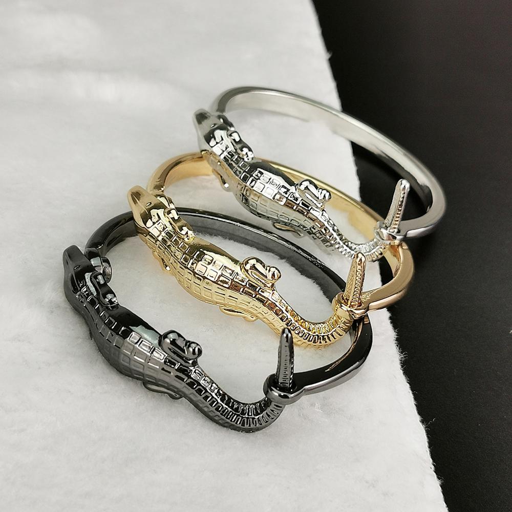 MANILAI Ancient Alloy Crocodile Bracelets Cuff Temperament Statement Bracelet Bangles For Women Designer Jewelry