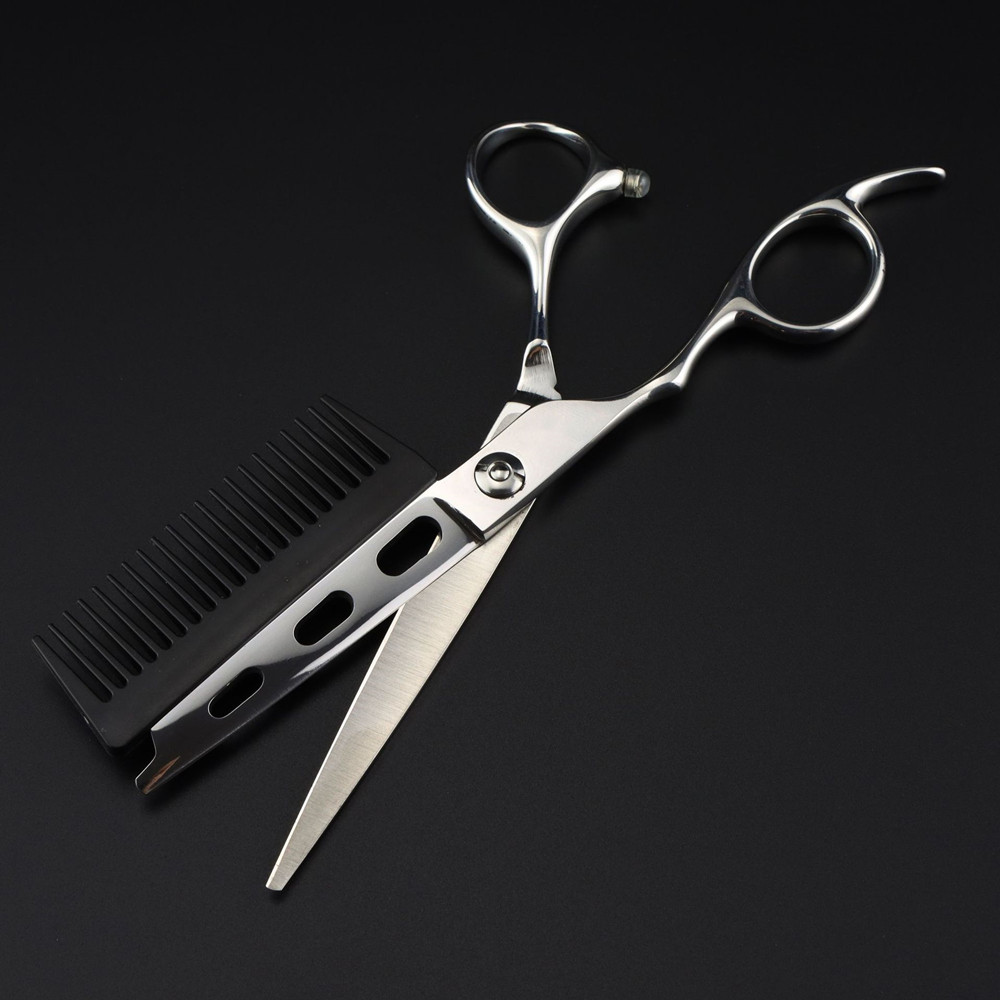 Professional JP440c 6 '' Left handed Silver 2 in 1 hair scissors with comb haircut barber cutting shears hairdressing scissors