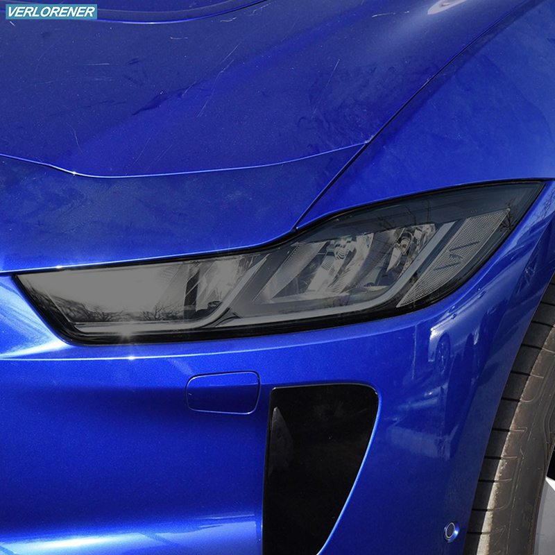 2 Pcs Car Headlight Protective Film Smoked Black Tint Wrap Vinyl Transparent TPU Sticker For Jaguar I Pace 2019 2020 2021