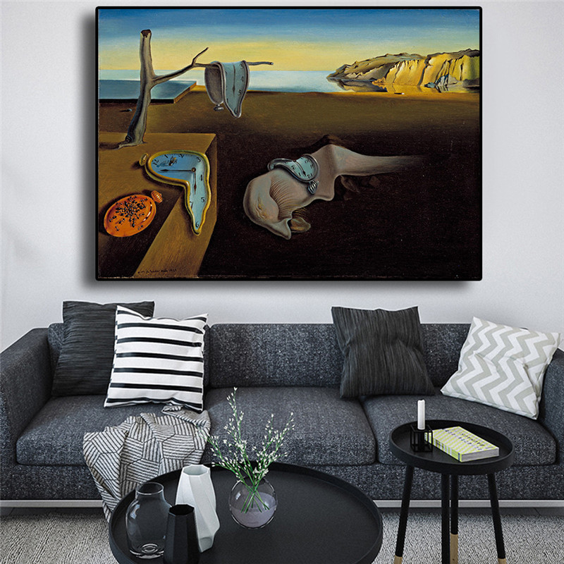Salvador Dali The Persistence of Memory Clocks Surreal Oil Painting Canvas Poster Print Cuadros Wall Art Picture For Living Room