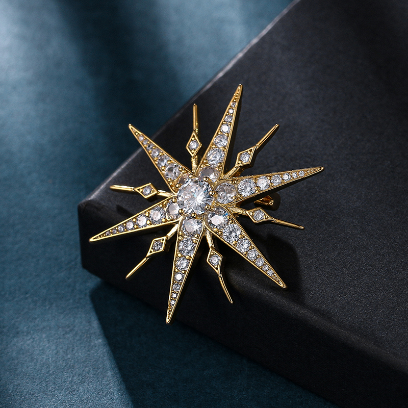 WEIMANJINGDIAN Brand New Arrival High Quality CZ Cubic Zirconia Starburst Brooch Pins for Women Girls Clothing Decor Jewelry