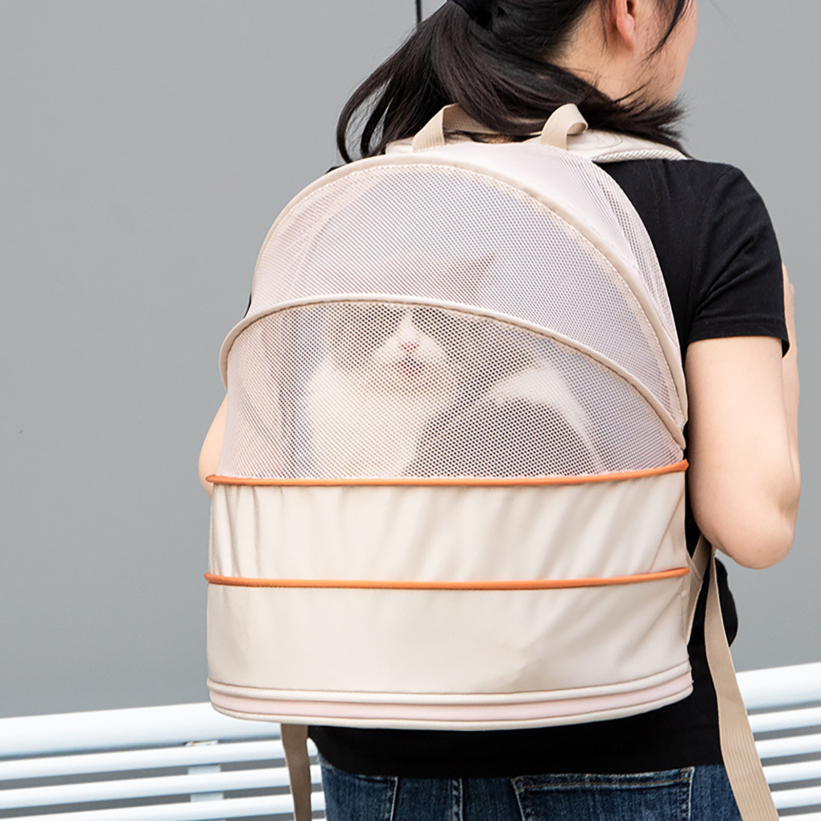 Cat Pet Breathable Carrying Backpack Dual Use Expandable Dog Bag House For Small Medium Sized Pet Black