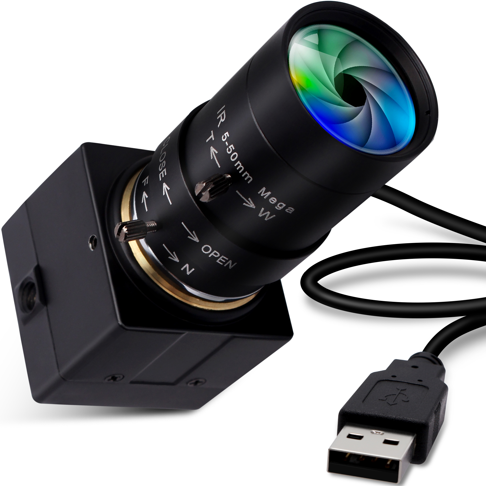 ELP 16MP 10X zoom camera micro USB webcam driver free Plug and Play with CS 5-50mm varifocal lens