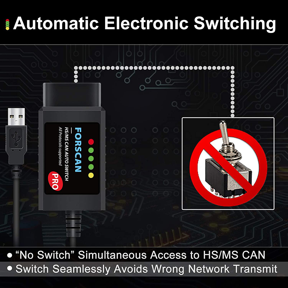 FORScan Pro ELM327 V1.5 For Ford Coding USB OBD2 Scanner Adapter Car Diagnostic Tool HS/ MS CAN Auto Switch F150 F250 F350 F450