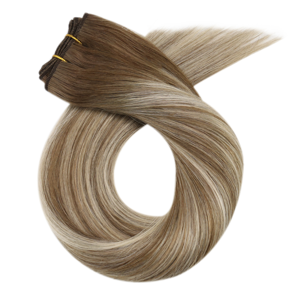 Moresoo Human Hair Bundles Ombre Sew in Extensions Remy Brazilian Hair Natural Straight 100G Hair for Women 100% Real Human Hair