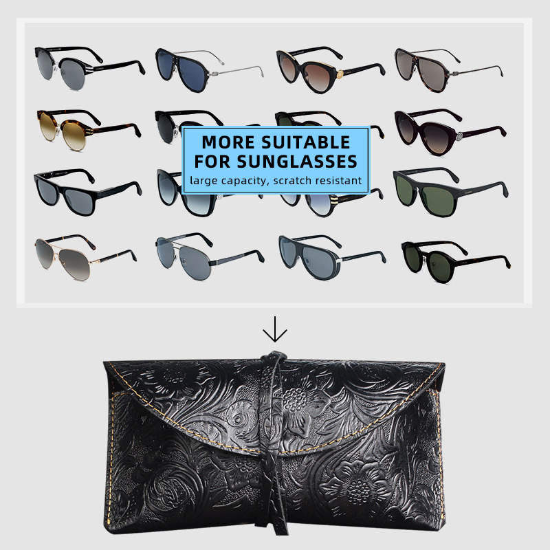 Portable Glasses Case Cover Soft Genuine Leather Sunglasses Holder Pouch Eyeglasses Bag Reading Glasses Box With String For Men