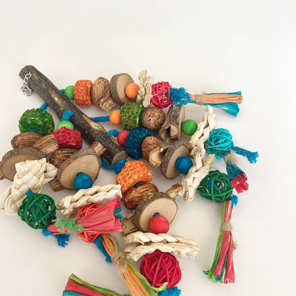 Bird Toys Parrot Chewing Toy Natural Wood Bird Chew Toys Medium Small Birds Cage Bite Toy For Lovebirds Cockatiels Parakeets