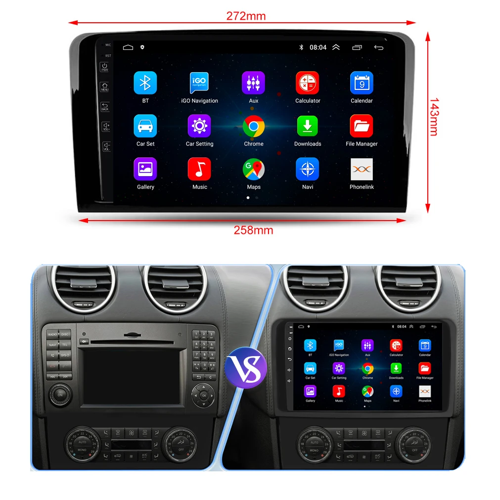 8G+128G Car Stereo 2 DIN Android carRadio For Mercedes Benz ML GL W164 ML350 ML500 GL320 X164 ML280 GL350 GL450 Auto Audio